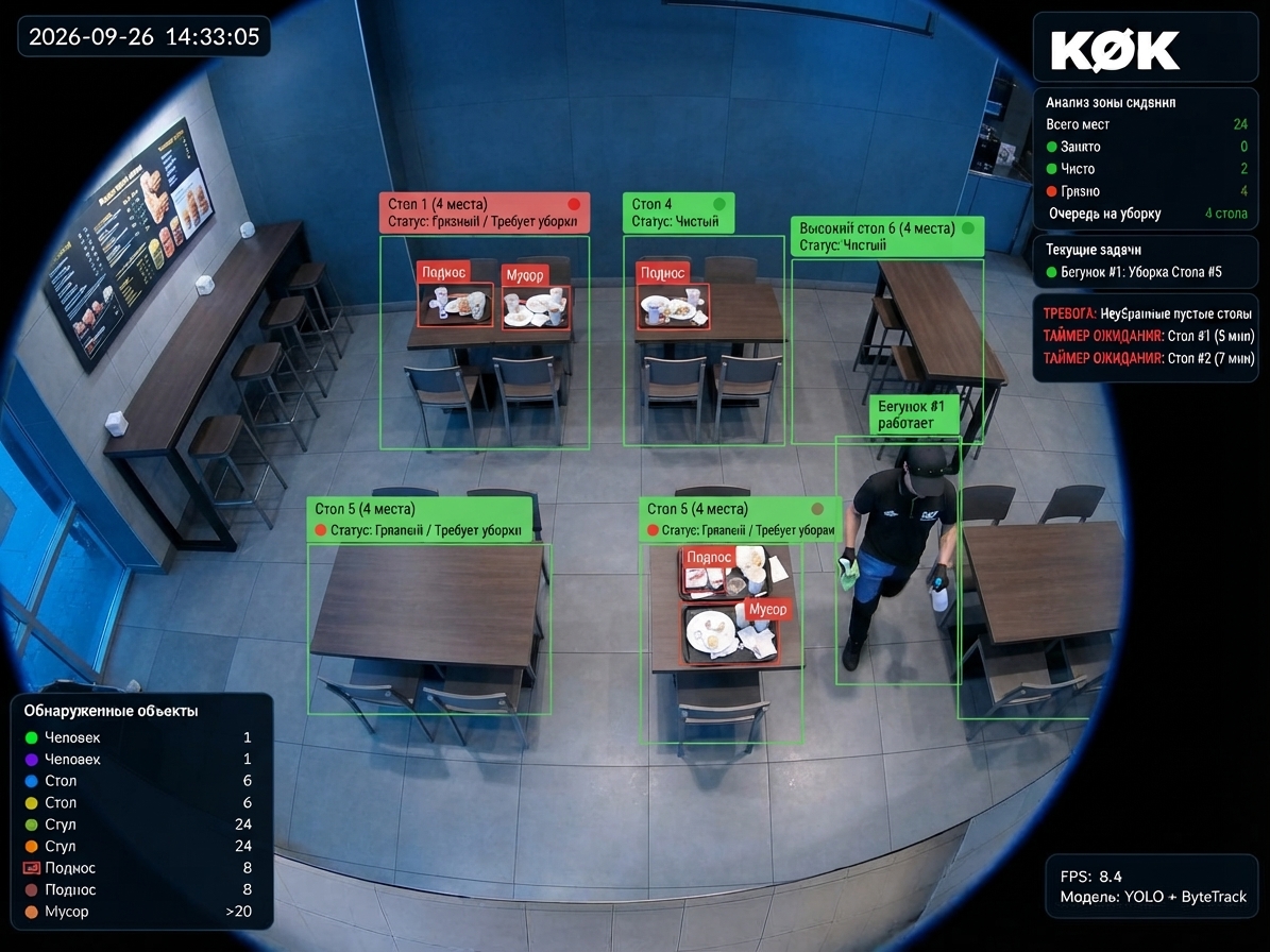 Vision AI: зал и уборка столов
